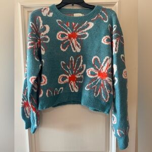 Floral Teal Sweater
